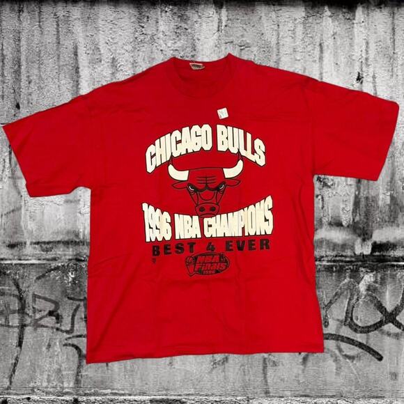 Riedell Other - Vintage 1996 Chicago Bulls NBA Champions Best 4 Ever Deadstock T-Shirt XXL Red